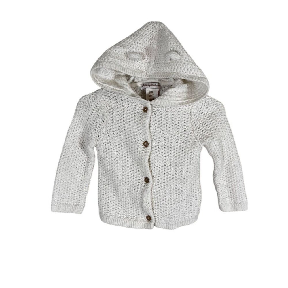 Tommy Bahama Bear Knit Cardigan Sweater White Boho Indie Folk Preppy Chic